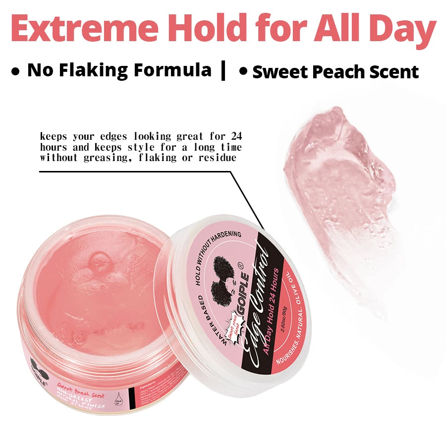 80G Extra Hold Edge Control Gel for Wig 4C Hair 24 Hour Long Lasting Control Gel No-Greasy Edge Smoothing Break Hair Styling Wax