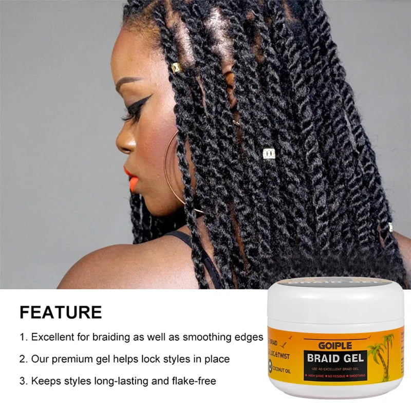 GOIPLE 16Oz Strong Hold Lock and Twist Tames Frizz & Edge Braiding Gel for African Hair High Shine Braids Weaving Styling Pomade