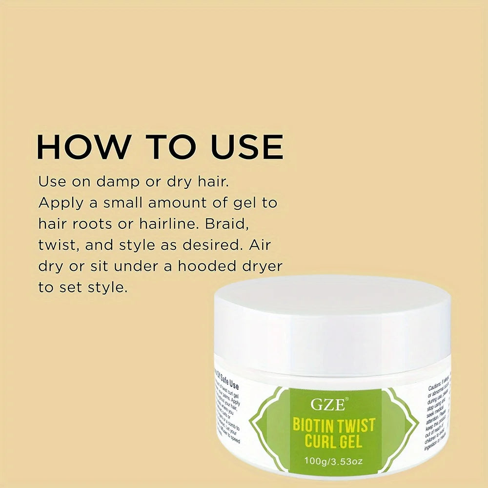 Biotin Twist Curl Gel Hair Growth - Hydrating Styling Gel with Biotin for Stronger, Healthier Hair - Defines Curls