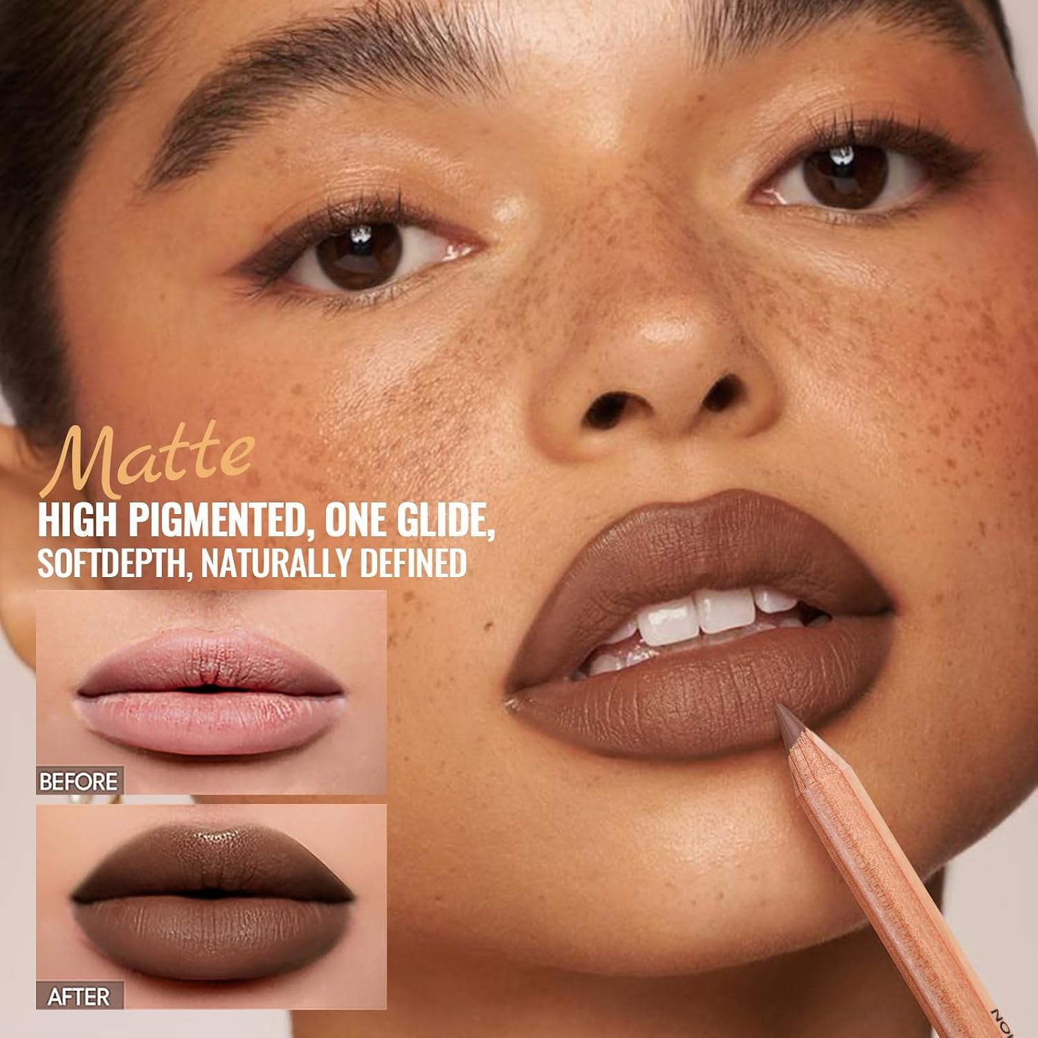 6 Colors Lip Liner Pencil, Nude-Brown Nude Lipliner for Defined Lips