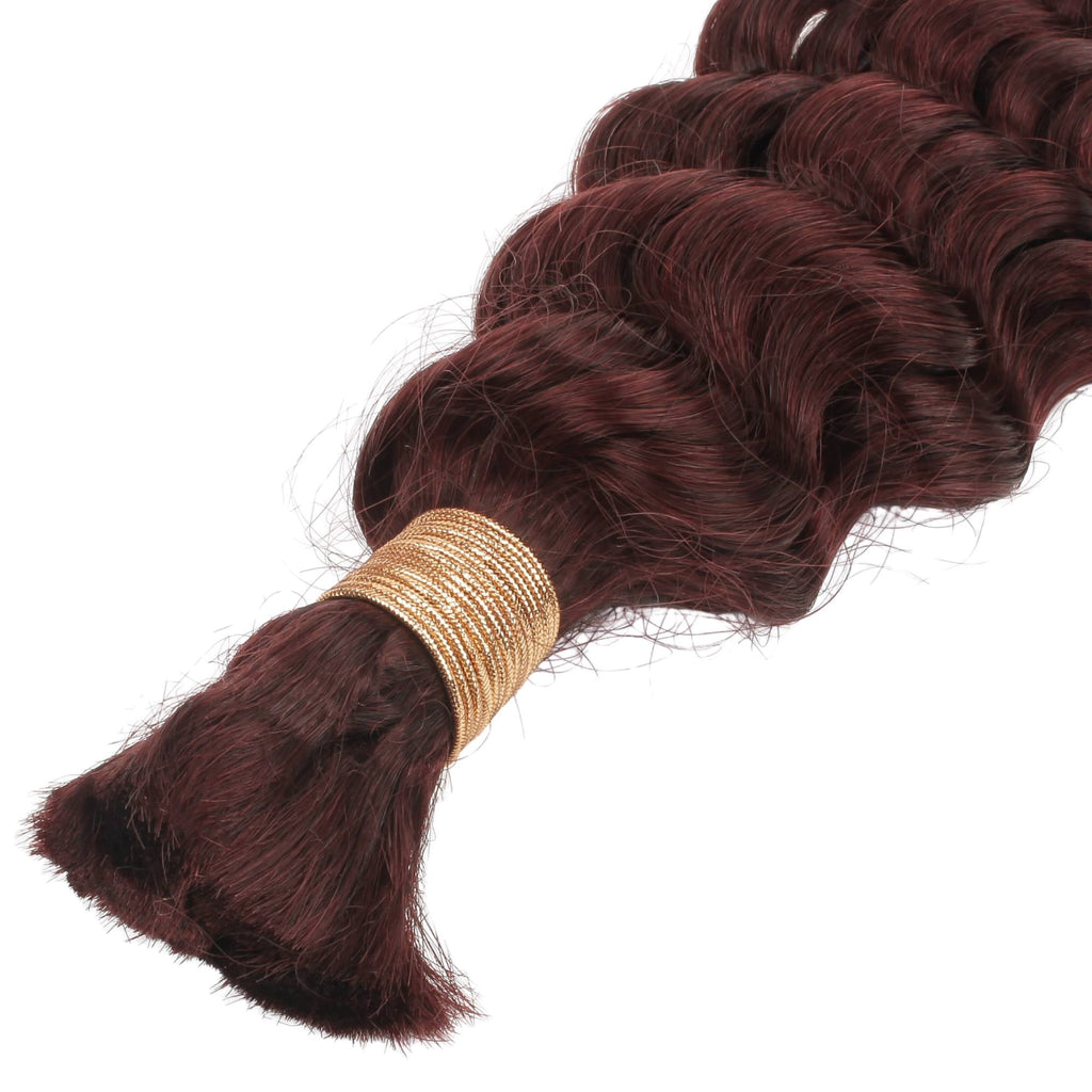 Burgundy Deep Wave Bulk Human Braiding Hair