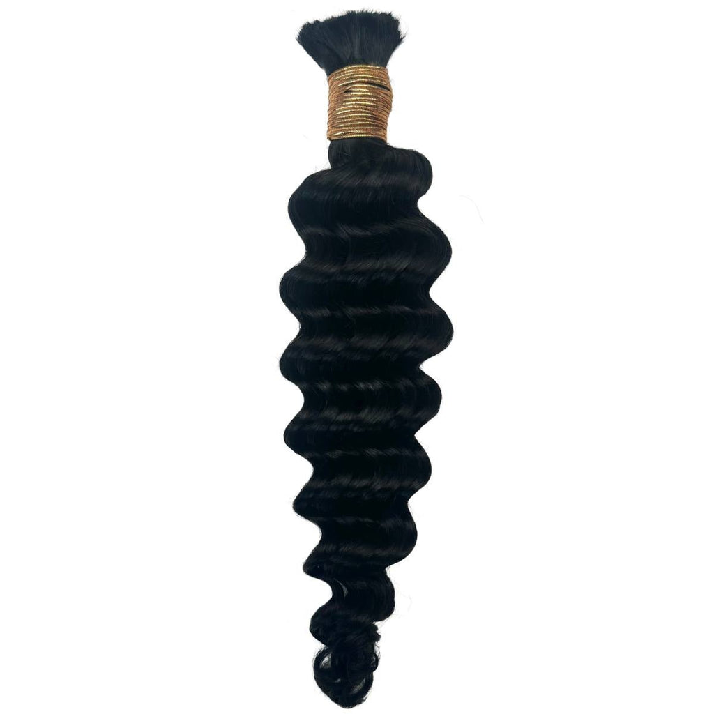 Jet Black Deep Wave Bulk Human Braiding Hair