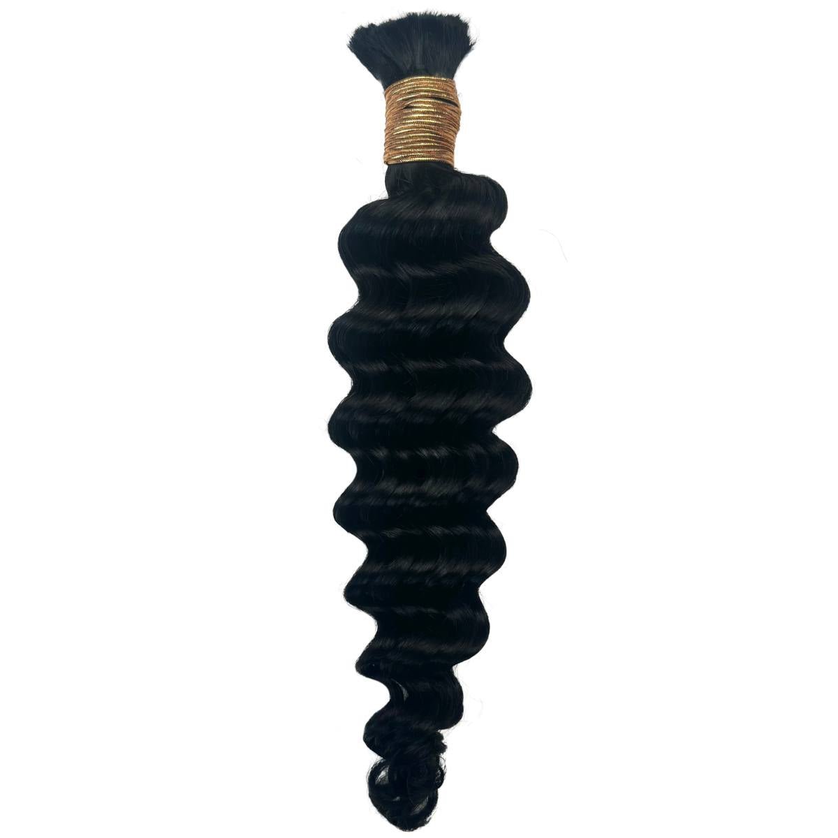 Jet Black Deep Wave Bulk Human Braiding Hair