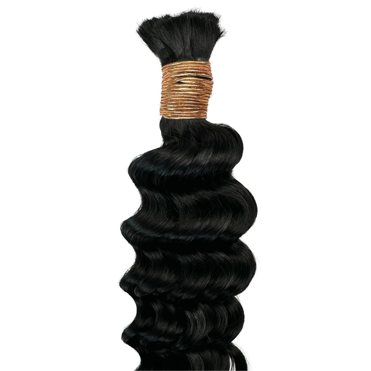 Jet Black Deep Wave Bulk Human Braiding Hair