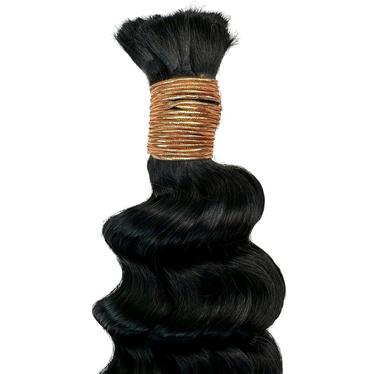Jet Black Deep Wave Bulk Human Braiding Hair