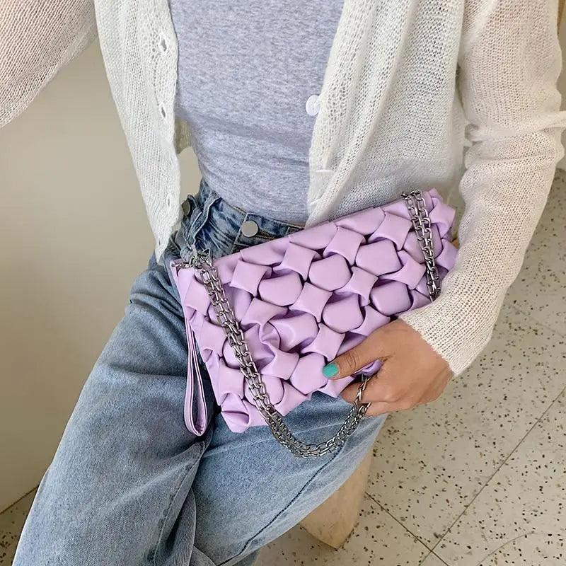 Luxury Designer Leather Crossbody Bag – Metal Chain Shoulder Purse