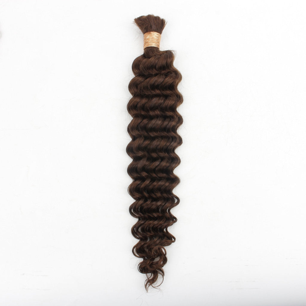 Medium Brown Deep Wave Bulk Human Braiding Hair