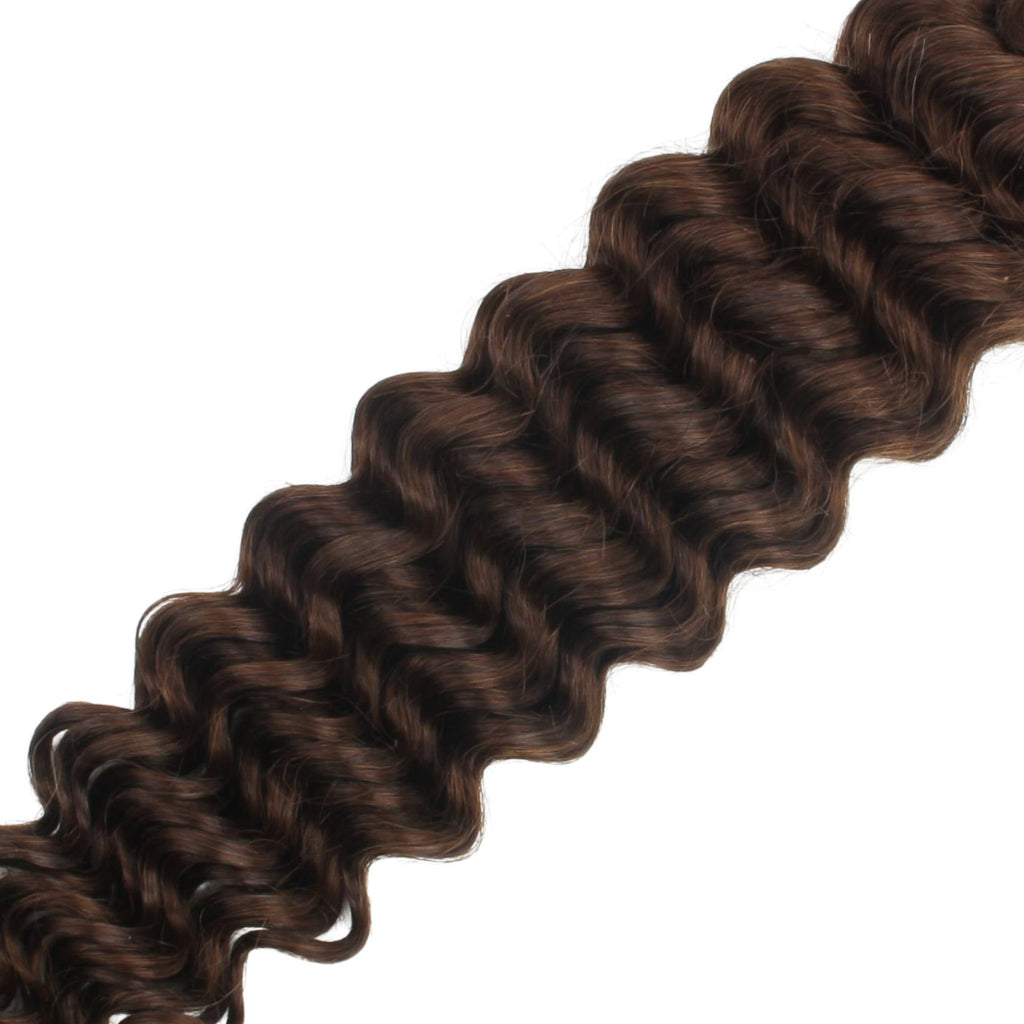 Medium Brown Deep Wave Bulk Human Braiding Hair