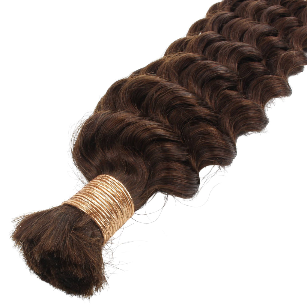 Medium Brown Deep Wave Bulk Human Braiding Hair