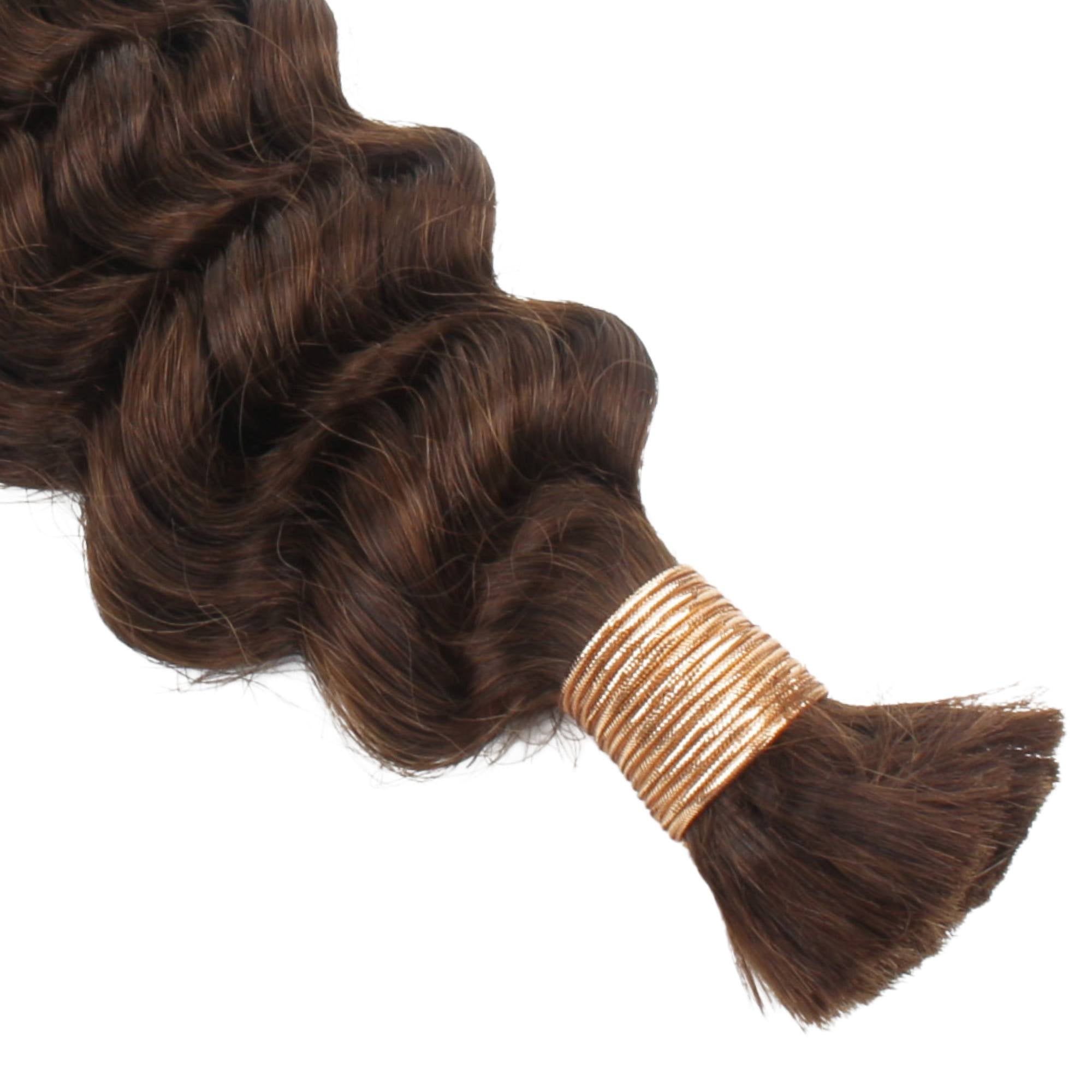 Medium Brown Deep Wave Bulk Human Braiding Hair