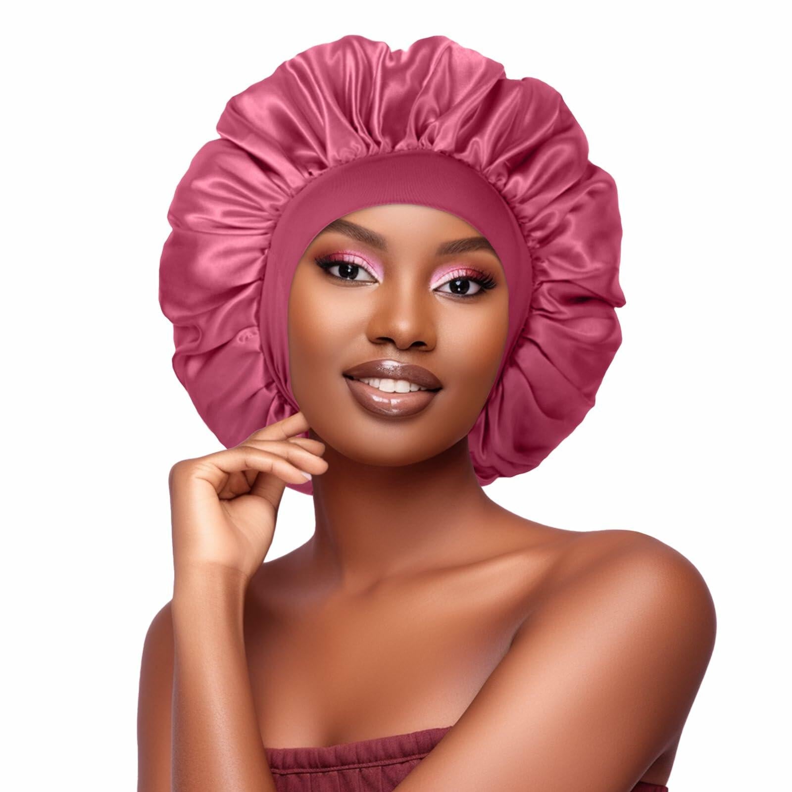 Satin Bonnet 2 Pack – Black, Peacock Blue & Pink