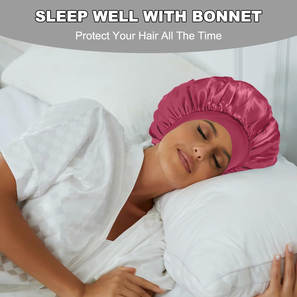Satin Bonnet 2 Pack – Black, Peacock Blue & Pink